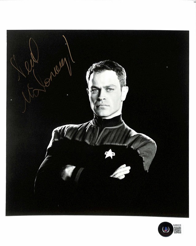 Neal McDonough 8x10 Signed Star Trek First Contact B&W Hawk Photo  BECKETT BAS0