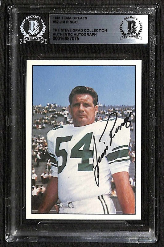 1981 TCMA Football Greats #52 Jim Ringo EAGLES Signed Autographed Card BECKETT0