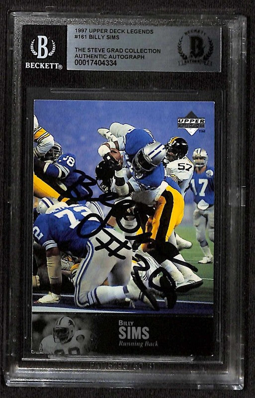 Billy Sims Detroit Lions 1997 Upper Deck Legends #161 Signed Card BECKETT0