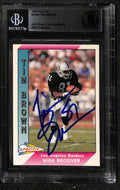 Tim Brown Los Angeles Raiders HOF 1991 Pacific #228A Signed Card  BECKETT0