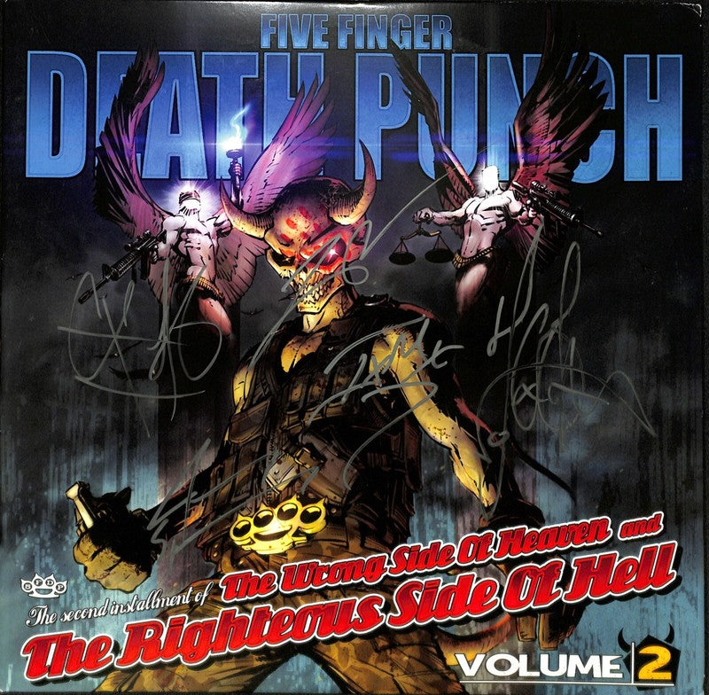Five Finger Death Punch Signed Vinyl LP X5 Wrong Side of Heaven VOL 2 BECKETT0