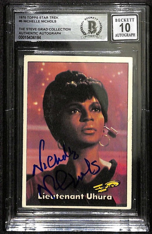 Nichelle Nichols Signed Auto 1976 Topps Star Trek #6 Auto Grade 10 BECKETT BAS0