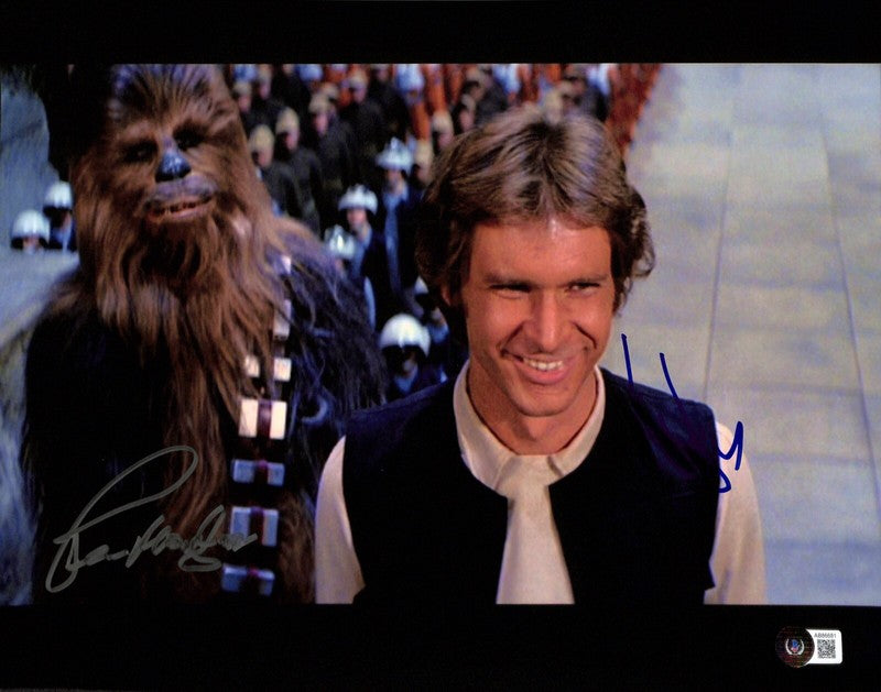 Harrison Ford Peter Mayhew Star Wars Signed 11x14 Photo BAS (Grad Collection)0