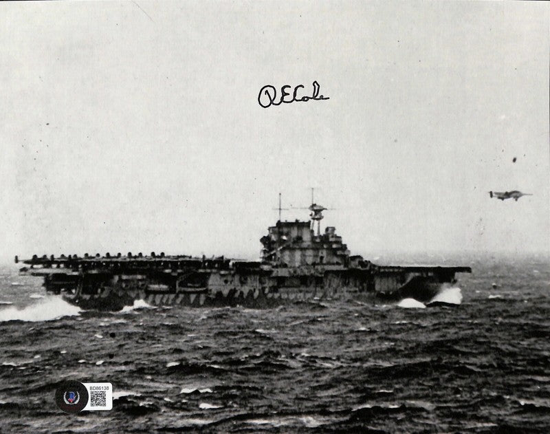 Richard E. Cole Signed 8x10 Photo USS Hornet Doolitte Raid BECKETT0