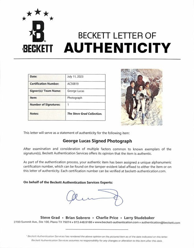 George Lucas Star Wars Creator Vintage Signed 8.5x11 Photograph BECKETT1
