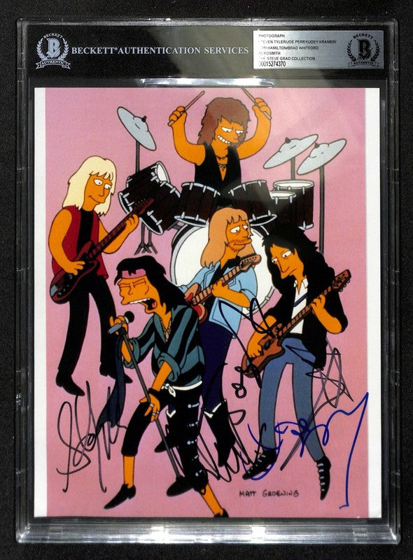 Aerosmith The Simpsons Signed 8x10 Photo BECKETT - Steven Tyler Perry Kramer 0