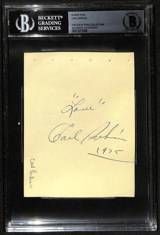 Carl Perkins Guitar Legend/Musician Signed Album Page Beckett BAS0
