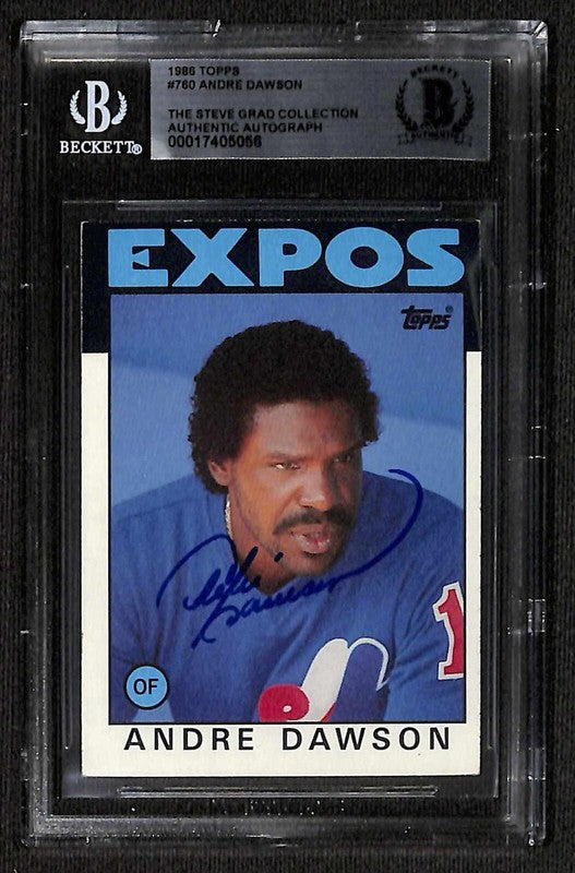 Andre Dawson Montreal Expos Baseball HOF 1986 Topps #760 Signed Card BECKETT 0