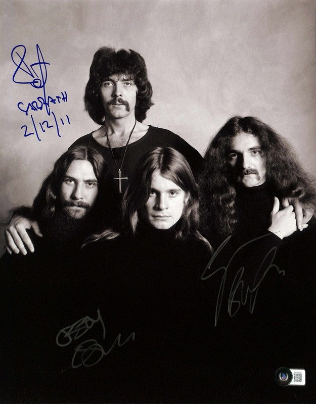 Ozzy Osbourne,Geezer Butler, Bill Ward Black Sabbath Signed 11x14 Photo BECKETT0
