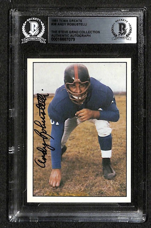Andy Robustelli Giants 1981 TCMA Greats #38 Signed Card BECKETT0
