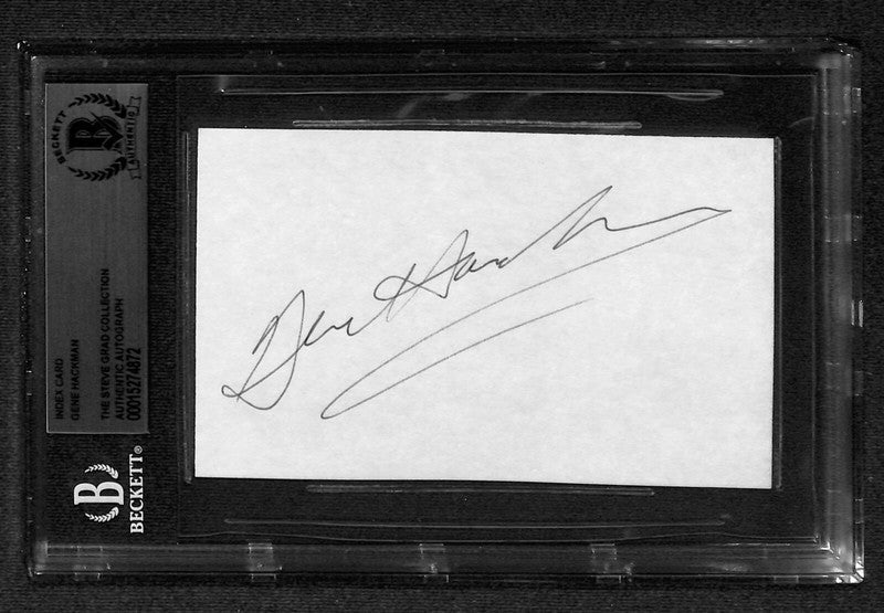 Gene Hackman Superman Hoosiers Signed 3x5 Index Card Beckett Encapsulated0
