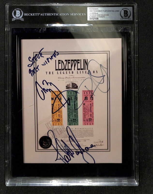 Led Zeppelin Page, Plant & Jones Signed 8x10 Photo BAS (Grad Collection)0