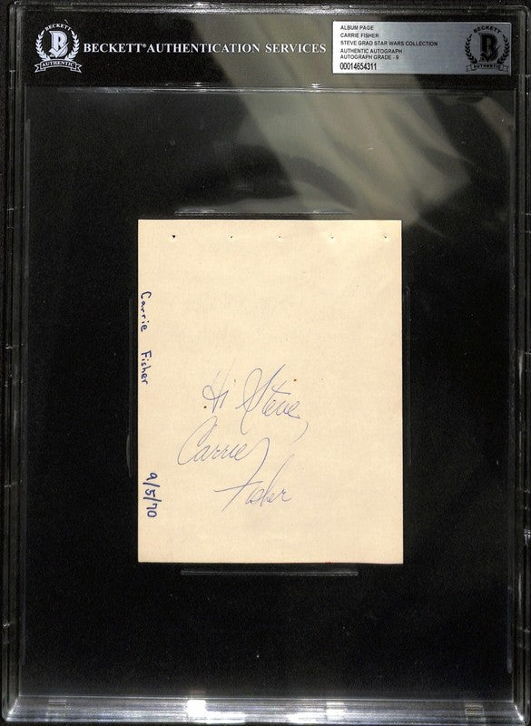 Early Carrie Fisher Signed Album Page Dated 1970 Auto 9 BAS (Grad Collection)0