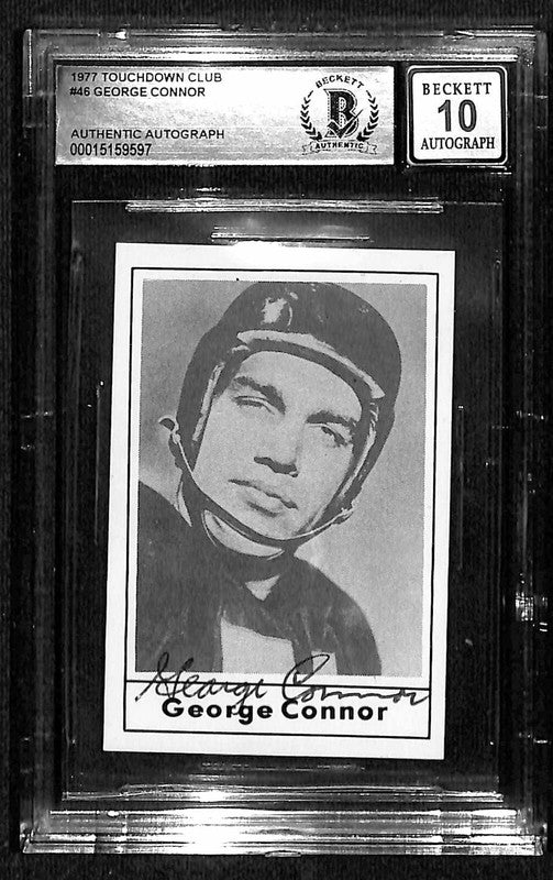 George Connor 1977 Touchdown Club #46 Signed Card Auto Grade 10 BECKETT0