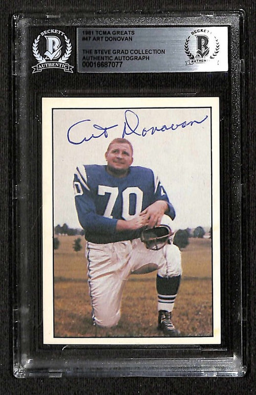 1981 TCMA Football Greats #47 Art Donovan COLTS Signed Autographed Card BECKETT 0