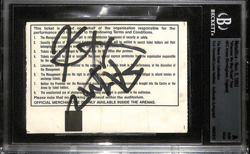 METALLICA Signed 1992 Concert Ticket BECKETT James Hetfield & KirkHammett0