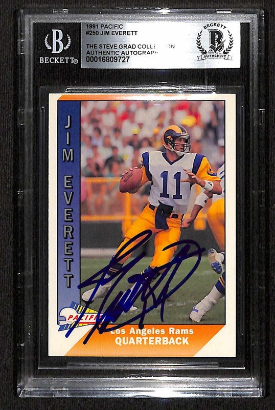 Jim Everett Los Angeles Rams 1991 Pacific #250 Signed Card BECKETT0