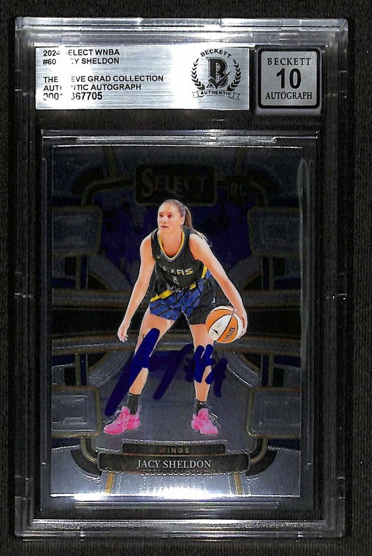 Jacy Sheldon 2024 Select WNBA Rookie RC #60 BECKETT AUTO GRADE 100