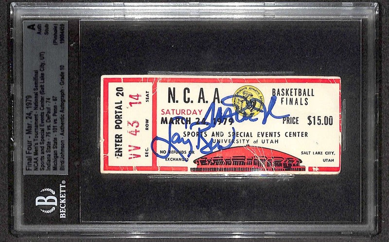 Magic Johnson Larry Bird Signed 1979 NCAA Final Four Ticket BECKETT AUTO 100