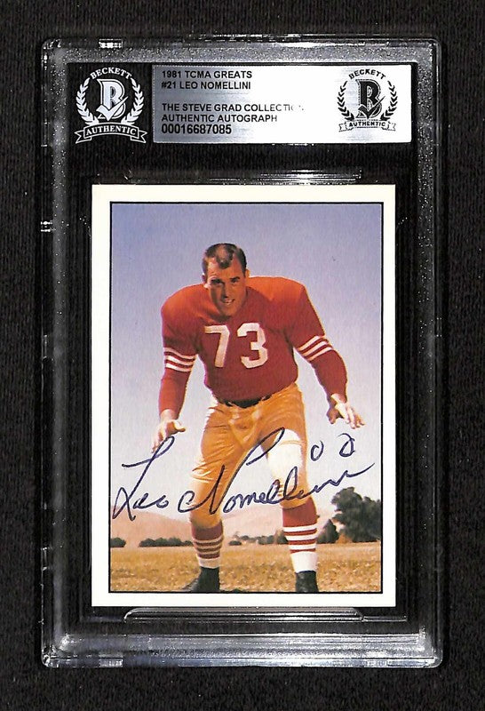 Leo Nomellini San Francisco 49ers 1981 TCMA Greats #21 Signed Card BECKETT0