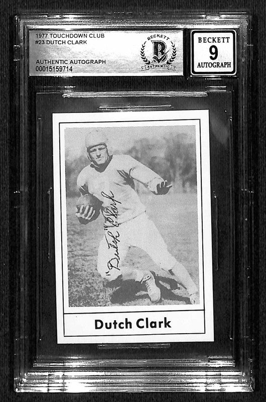 Earl Dutch Clark 1977 Touchdown Club #23 Signed Auto Grade 9 BECKETT 0