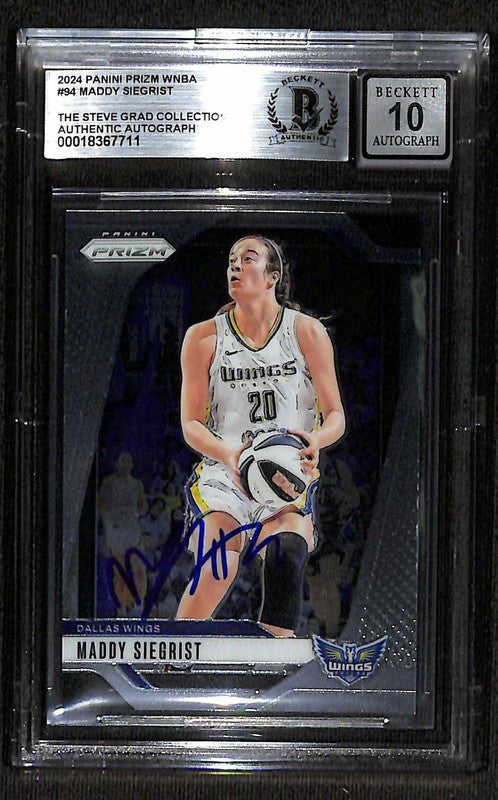 Maddy Siegrist Wings 2024 Prizm WNBA RC #94 BECKETT AUTO GRADE 100