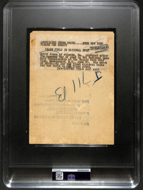 1929 Original Type 1 Associated Press Photo Bobby Jones U.S. Open (PSA/DNA)1