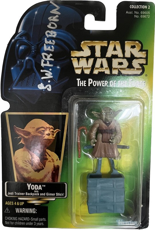 Yoda Creator Stuart Freeborn RARE! Signed Yoda POTF Action Figure BAS0