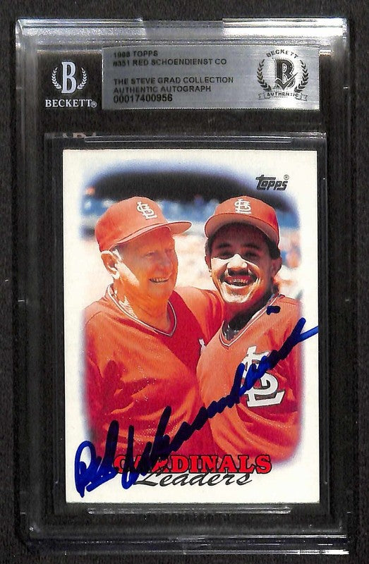 Red Schoendienst Cardinals 1998 Topps #351 Signed Card BECKETT 0