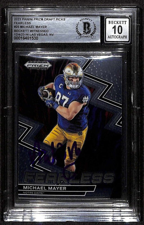 2023 Panini Prizm Draft Picks #25 Michael Mayer Signed Rookie Card BAS Auto 100