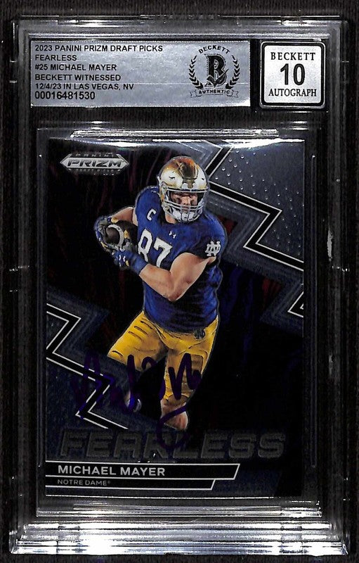 2023 Panini Prizm Draft Picks #25 Michael Mayer Signed Rookie Card BAS Auto 100