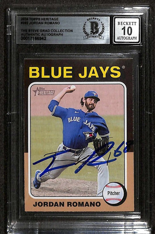 Jordan Romano Toronto Blue Jays Signed 2024 Topps Heritage Auto 10 BECKETT0