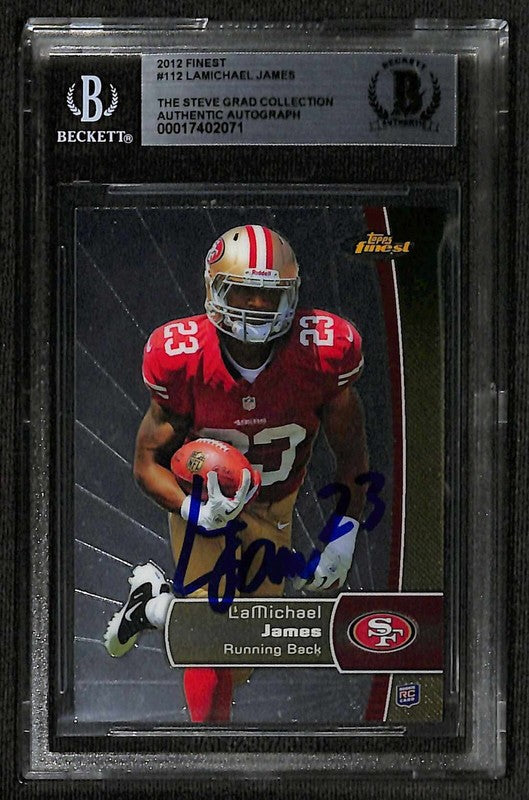 LaMichael James San Francisco 49er's 2012 Finest #112 Signed Card BECKETT 0