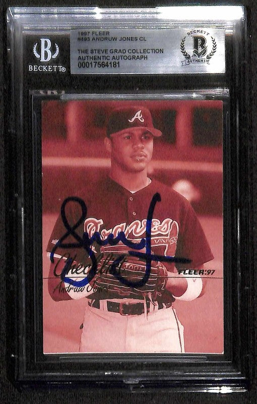 Andruw Jones Atlanta Braves 1997 Fleer #493 Signed Card BECKETT 0