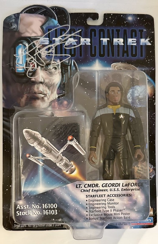LEVAR BURTON Signed Star Trek First Contact Geordi Figure BECKETT0
