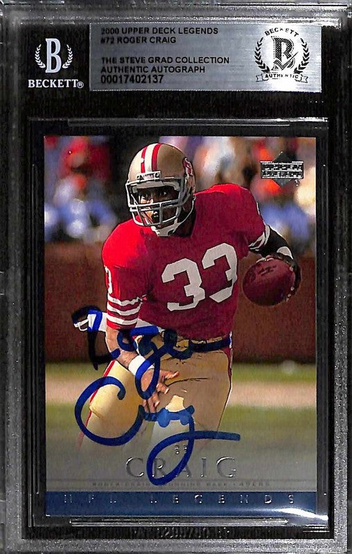 Roger Craig 2000 Upper Deck Legends #72 Signed Card BECKETT Encapsulated0