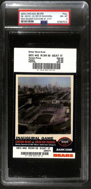 2003 Chicago Bears vs. Green Bay Packers Inaugural Game Ticket PSA 8 NM-MT 0