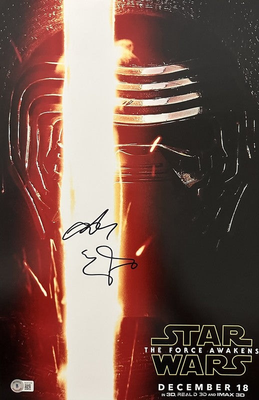 Adam Driver Kylo Ren Signed Force Awakens Mini-Poster BAS (Grad Collection)0