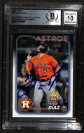 Yanier Diaz Houston Astros Signed 2024 Topps Auto Grade 10 BECKETT0
