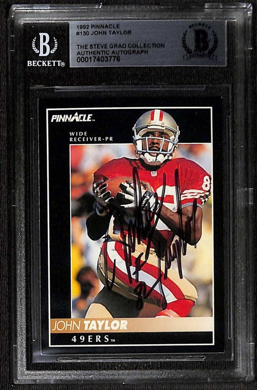 John Taylor San Francisco 49ers 1992 Pinnacle #130 Signed Card BECKETT0