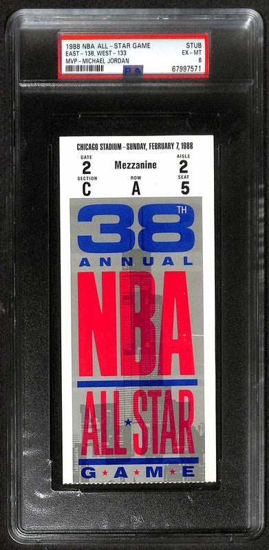 1988 NBA All-Star Game Ticket PSA EX-MT 6  Michael Jordan MVP  (Grad Collection0