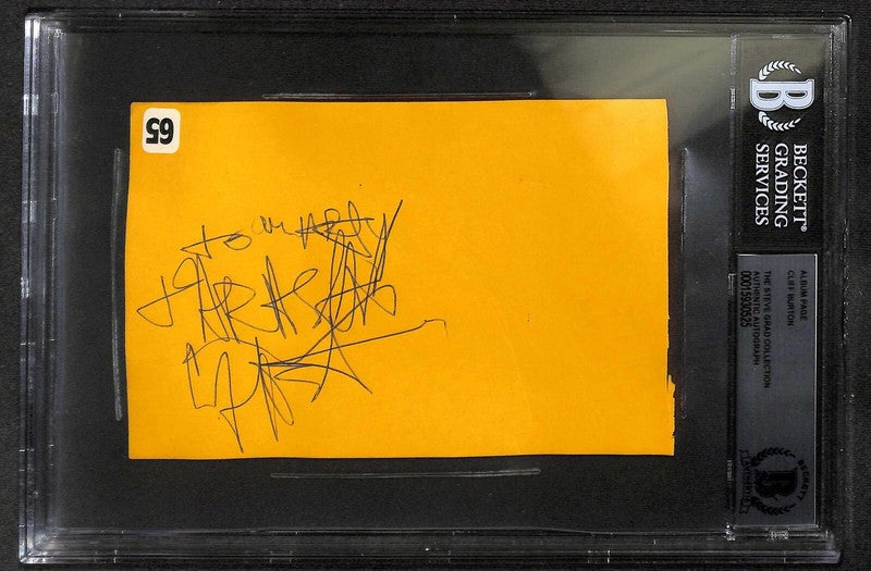 Cliff Burton (died 1986) Metallica Bassist RARE Single Signed Album Page BECKETT0