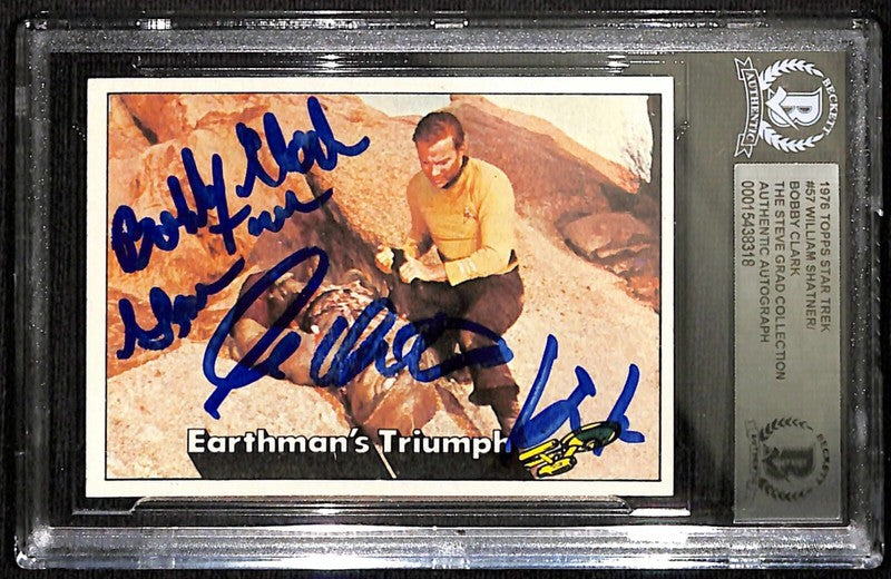 William Shatner & Bobby Clark Signed Auto 1976 Topps Star Trek #57 BECKETT BAS0