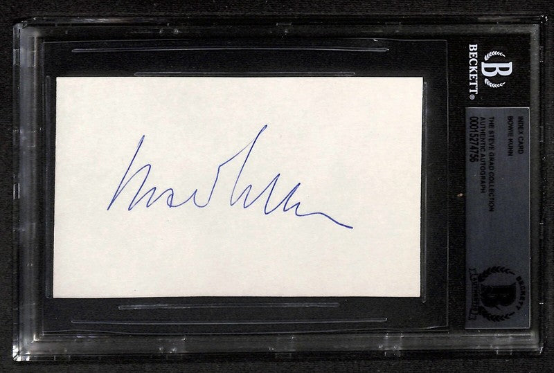 Bowie Kuhn MLB Commissioner & BB HOF'er Signed 3x5 Index Card BECKETT 0