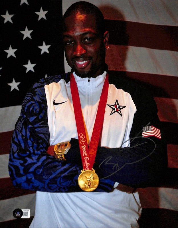Dwayne Wade Signed 11x14 Photograph 2008 Olympic Gold Medal Team BECKETT 0