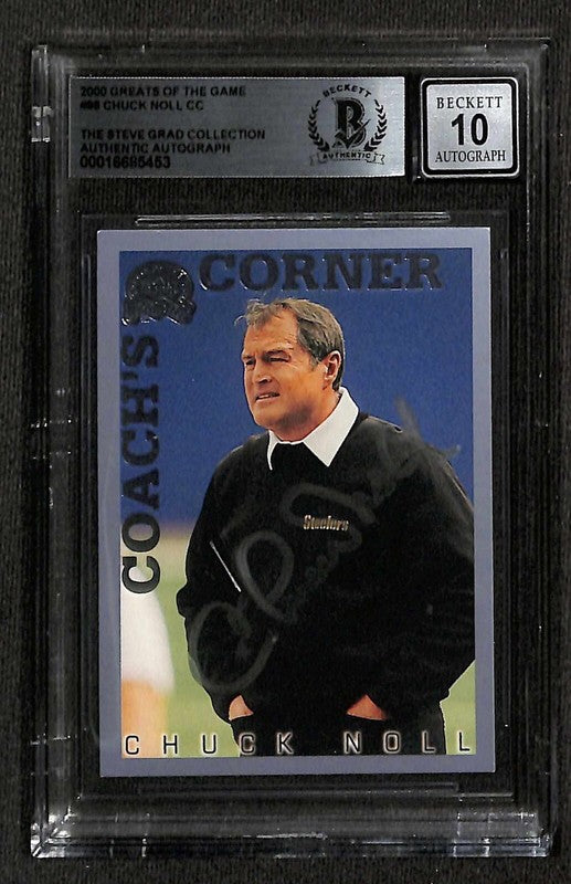 Chuck Noll 2000 Greats of the Game #96 Signed Card Auto Grade 10 BECKETT0