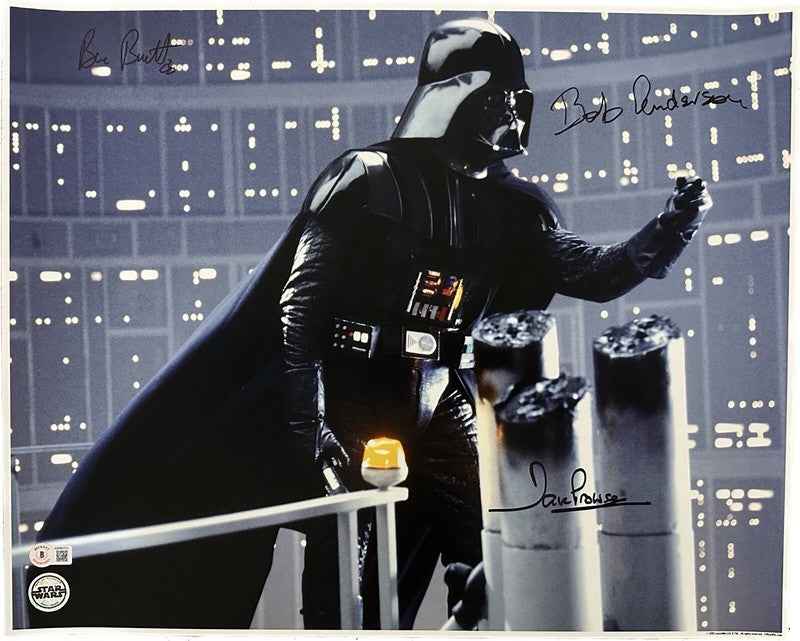 Star Wars ESB Darth Vader Anderson, Prowse & Burtt Multi Signed 16x20 Photo BAS0