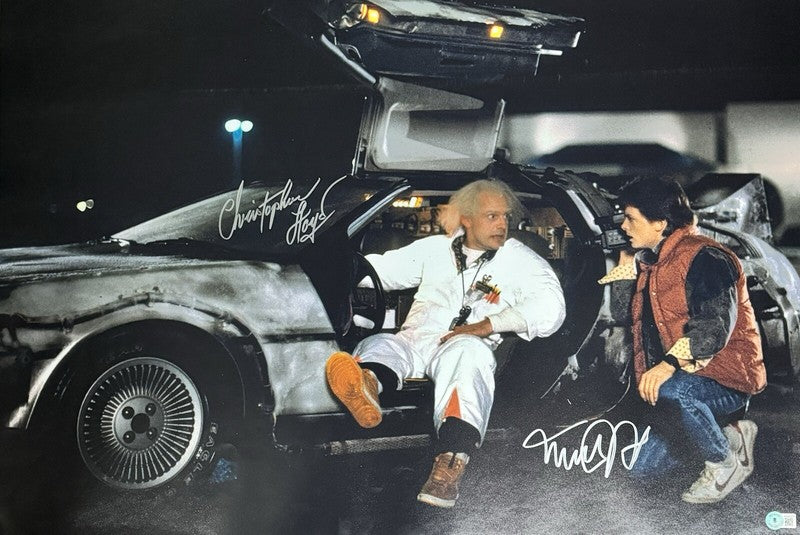 Back To The Future Christopher Lloyd & Michael J. Fox Signed 20x30 Photo BECKETT0
