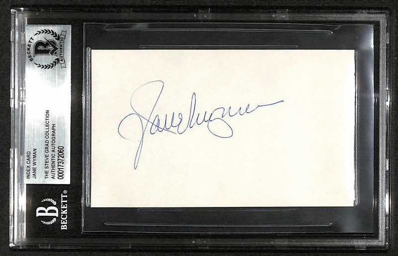 Jane Wyman Signed 3x5 Index Card Beckett Encapsulated (Grad Collection)0