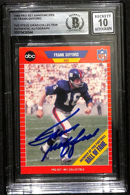 Frank Gifford 1989 Pro Set Announcers #2 Signed Card Auto Grade 10 BECKETT0